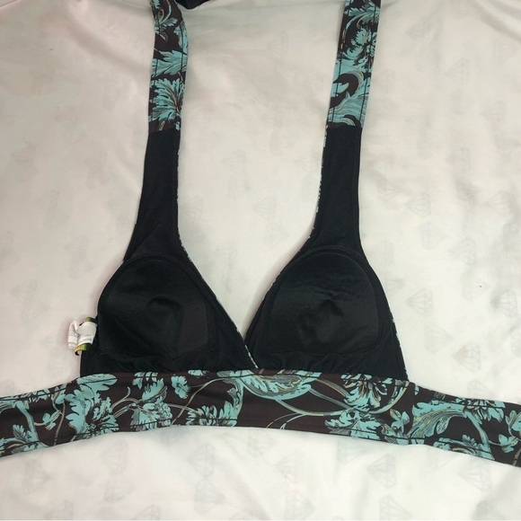 Bikini Bay Size 8 Brown/Teal/Gold Bikini Top - Picture 2 of 3